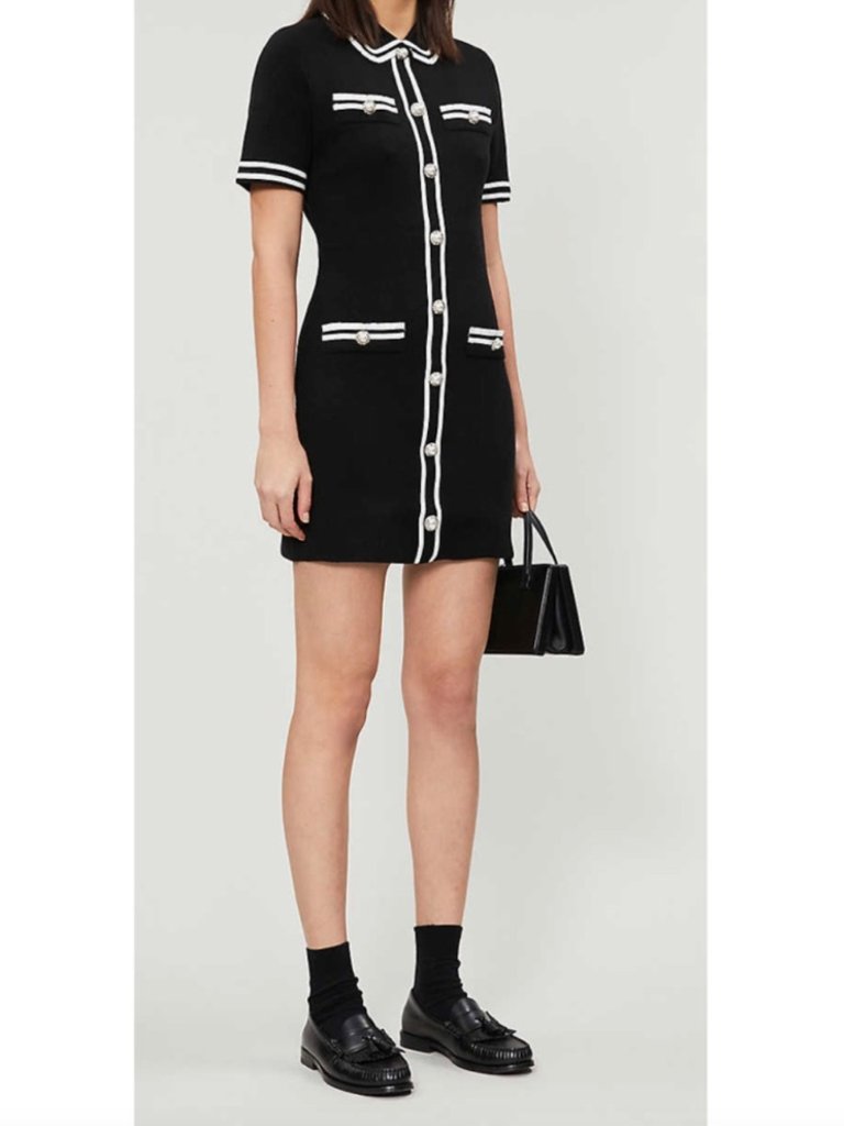 Maje Ravela Tweed Mini Dress In Black